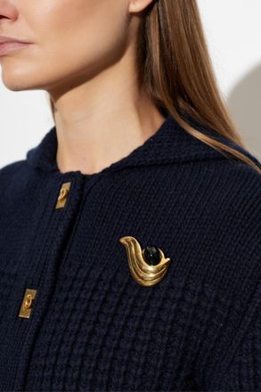 Ferragamo Brass Brooch, Womens, Gold