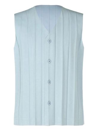 Homme Plissé Issey Miyake Geplooide spencer met knopen - Blauw