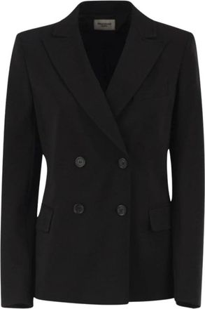 Max Mara Milano-knit Double-breasted Jersey Blazer - Dames - Blazers - Zwart - S - Katoen - Jassen