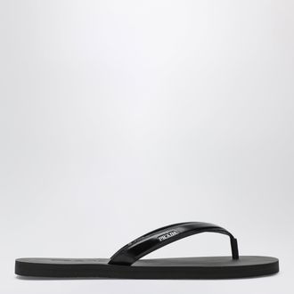 Prada Black brushed leather flip-flop sandals