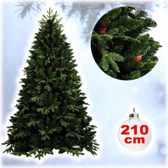 Trade Shop Trade Shop - Albero Di Natale Folto Artificiale 210cm Verde Con Pigne 900 Rami Base A Croce