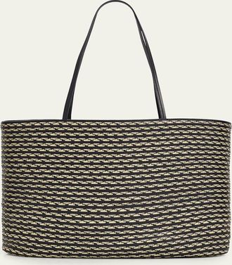 The Row Beau Striped Raffia & Leather Tote Bag