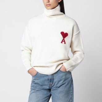 Ami Maglione dolcevita Ami De Coeur bianco in lana
