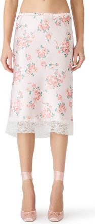 Steve Madden Alayna Floral Satin Skirt in Peach Romance at Nordstrom, Size X-Small