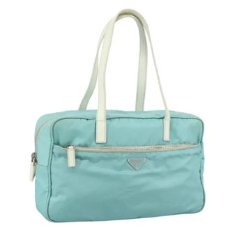 Prada Pre-owned Shoulder Bags, female, Blue, Size: ONE SIZE Pre-owned Nylon Shoulder Bag