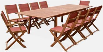 Sweeek Mesa De Jard&iacute;n Extensible De Madera + 10 Sillas