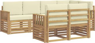 vidaXL Conjunto De Sof&aacute;s De Exterior 7 Uds. Blanco Y Crema Poli&eacute;ster Vidaxl