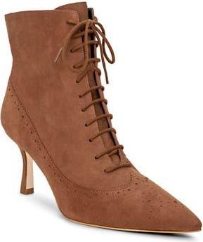 L'agence Fayette Lace-Up Bootie in Sand Suede at Nordstrom Rack, Size 10