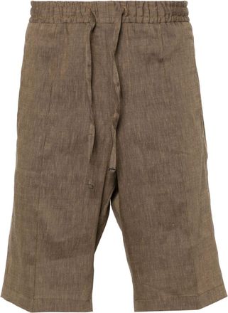 Corneliani slub-texture shorts - men - Cotton/Polyester/Virgin Wool/Linen/Flax/Elastane - 52 - Brown