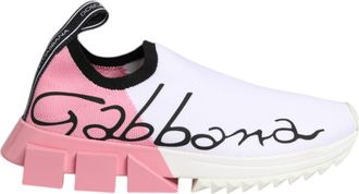 Dolce & Gabbana White Pink Low Top Sorrento Sneakers Womens Shoes (Pre-Owned)