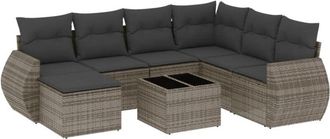 vidaXL Vidaxl - Set De Sof&aacute;s De Jard&iacute;n 8 Pzas Y Cojines Rat&aacute;n Sint&eacute;tico Gris