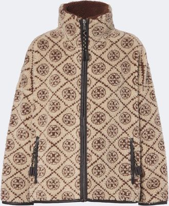 Tory Burch Giacca T Monogram in teddy con stampa