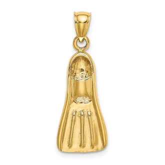 Diamond2Deal 14k Yellow Gold 3-D Scuba Flipper Charm