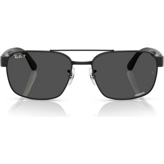 Ray-Ban 61mm Chromance Polarized Square Sunglasses in Black at Nordstrom