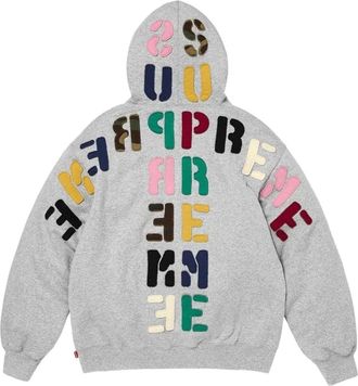 SUPREME FW26 Mirrored Appliqu&eacute; Hooded Sweatshirt Heather Grey SUP-FW26-097-GRY
