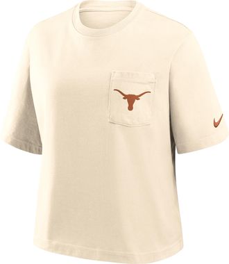 Nike Texas Pocket Boxy Nike Womens College T-Shirt in Brown | 11CM15ATXE-RMN