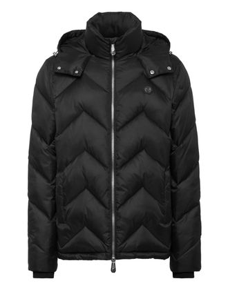 Philipp Plein Nylon Short Puffer Jacket Zigzag