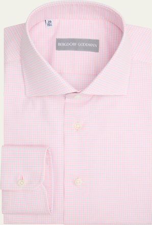 Bergdorf Goodman Mens Mini Check Button-Front Dress Shirt