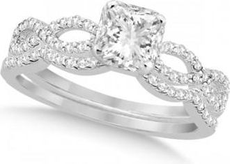 Allurez Infinity Princess Cut Lab Grown Diamond Bridal Ring Set Platinum (0.63ct)