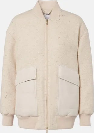 Eleventy Herringbone wool-blend down jacket