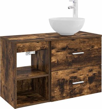 vidaXL Juego De Muebles De Ba&ntilde;o 2 Uds. Roble Ahumado Vidaxl