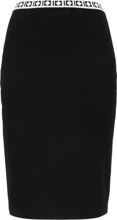 Versace Rok met geometrisch patroon op de tailleband - Dames - Korte rokken - Zwart - M - Polyester - Rokken