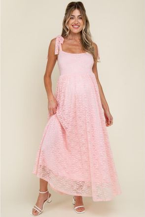 Pinkblush Pink Sleeveless Lace Maxi Dress in Light Pink at Nordstrom, Size Large