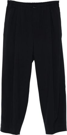 Giorgio Armani Lichtgewicht wollen canvas broek met enkele plooi - Heren - Straight fit broeken - Blauw - S - Wol - Broeken