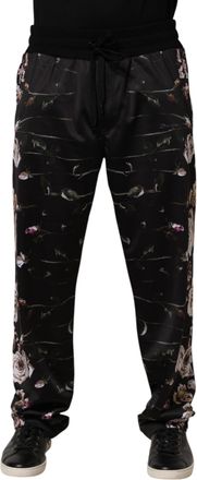 Dolce & Gabbana Black Floral Straight-Leg Chino Trouser Mens Pants
