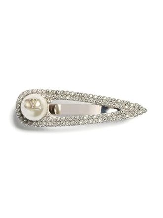 Valentino Garavani VLogo Signature hair clip - men - glass/Brass - One Size - Silver