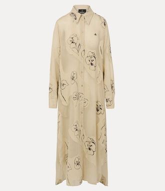 Vivienne Westwood Vw Shirt Dress Printed Veil Crepe Floral Artwork 38 Women