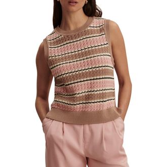 Varley Deeley Stripe Sleeveless Sweater in Warm Taupe /Mellow Rose at Nordstrom, Size X-Small