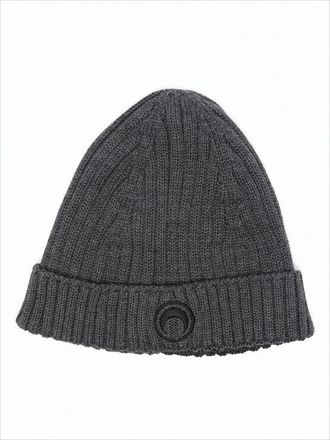 Marine Serre Ribbed Wool Beanie With Crescent Moon Emblem