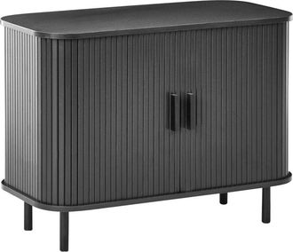 Beliani Beliani - Sideboard Retro Sliding Door mdf Metal Legs Black Bradley