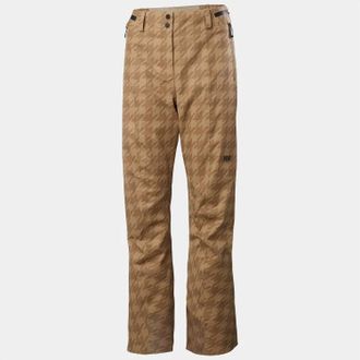 Helly Hansen Womens St. Moritz Insulated Pants 2.0 In Warm Tan- Houndstooth Pattern