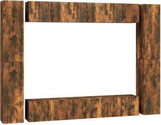 vidaXL Vidaxl - 10 Piece tv Cabinet Set Smoked Oak Engineered Wood