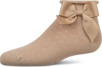 MeMoi Pointelle Soft Stretch Anklet Socks in Tan at Nordstrom, Size 6-12M