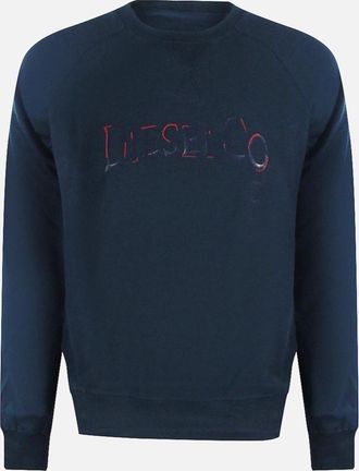 Diesel Mens Diesel Distressed Logo Total Eclipse Blue Sweatshirt - Navy - Size: 40