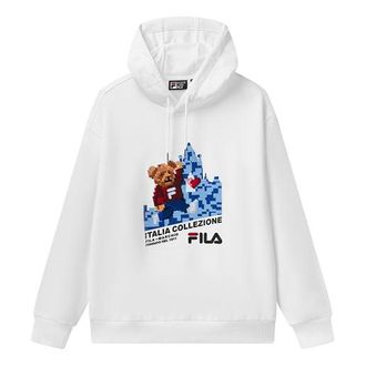 Fila Loose Sports Pullover hooded Long Sleeves White F11M118259F-WT