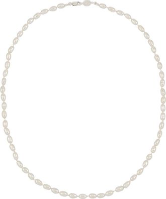 Dower & Hall Mens Oval White Pearl Necklace