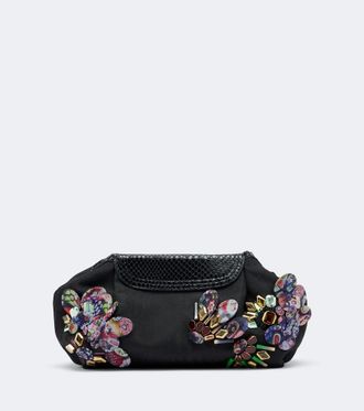 Dries Van Noten Embellished leather-trimmed clutch