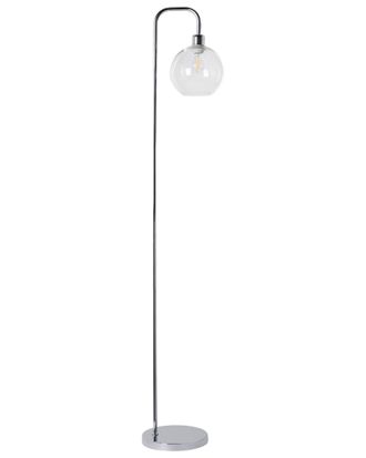 Beliani Lampada Da Terra Con Base In Metallo E Paralume In Vetro Argento Okavango