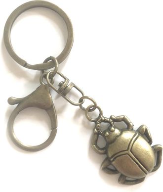 Generic LARGE KEYRING - Egyptian Beetle - Antique Bronze Plated. Split Ring And Trigger Clasp. Key Ring. Large Scarab