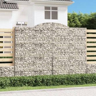 Berkfield Home Arched Gabion Baskets 4 pcs 300x50x220/240 cm Galvanised Iron in Silver