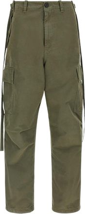 Fendi Broek - Dames - Straight fit broeken - Groen - 2XS - Katoen - Broeken