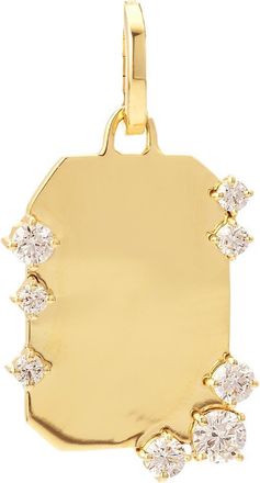 Adina Reyter Lab Grown Diamond Dog Tag Charm in Yellow Gold at Nordstrom