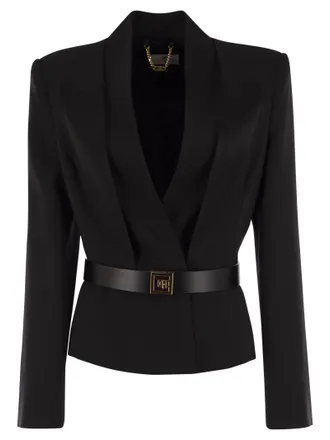 Elisabetta Franchi Crepe Jacket With Satin Lapels