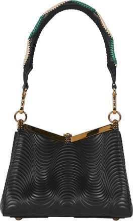 Etro Womens Tote Etro Vela Small Black Calf Leather Handbags Hand Bags