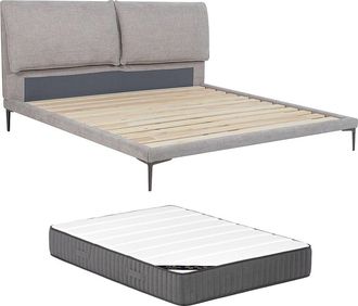 Vente-Unique Cama 180 x 200 cm - Tela - Gris jaspeado + Colch&oacute;n - RIMOTA