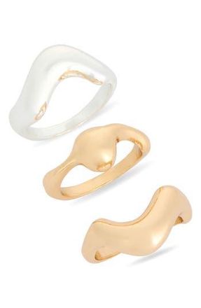 Leith 3-Pack Wavy Assorted Rings in Gold- Silver at Nordstrom Rack, Size Small/medium